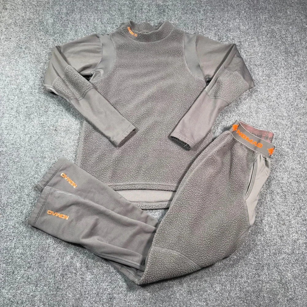Nomad Heavyweight Sherpa Fleece Base Layer Set Mens Small Hunting Thermal Gray